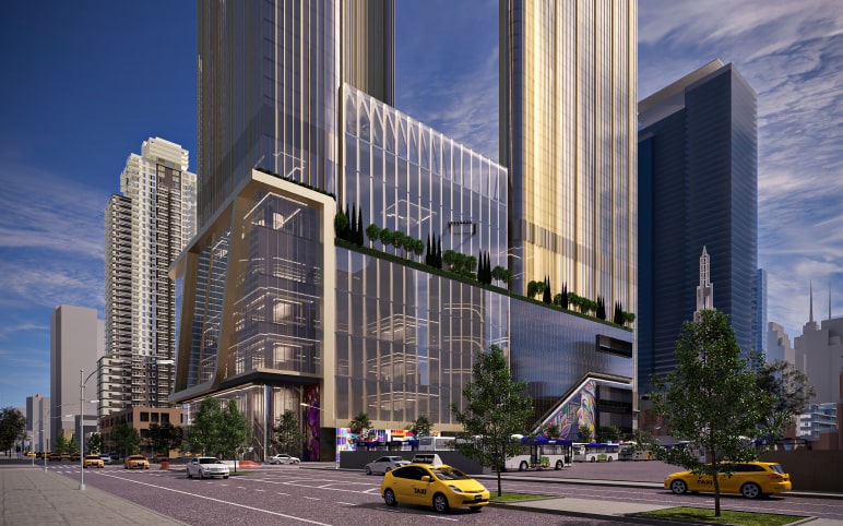 A rendering of The Avenir from street level.